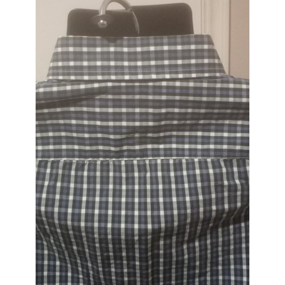 UNTUCKit Men M Blue White Plaid Rocchetta Long Sleeve Button Up Shirt Slim Fit - Picture 8 of 12